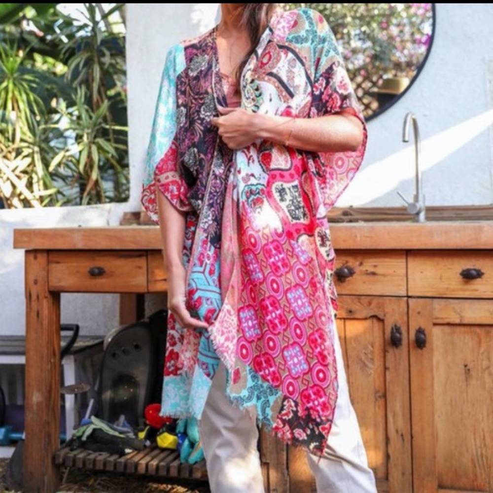 Boho Chic Kimono Wrap Robe Coverup O/S - Picture 2 of 10